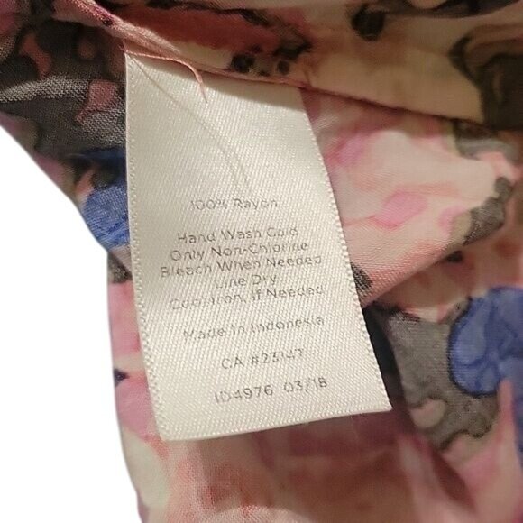 Talbots Womens Petites Printed Peasant Blouse MP Pink/Blue Abstract Pattern 3/4‎ - Picture 7 of 7